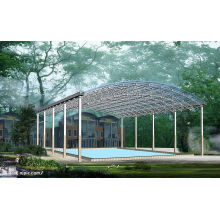 Telhado do quadro do espaço da piscina da casa pré-fabricada da construção do período grande